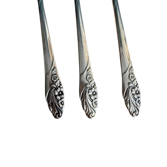 Vtg Oneida Evening Star Teaspoons Set Of 3 1950 Community Silverplated 7-1/2 Inc - Picture 2 of 8